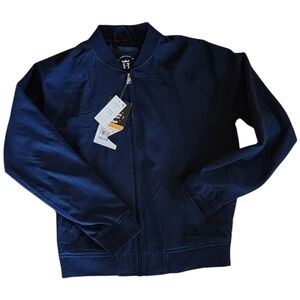 Haggar Navy Gabardine Bomber Jacket Size S 4-Way Stretch Wrinkle Resistant